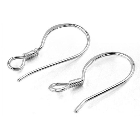 1 Pair New Sterling Silver Earrings Hook Coil Ear Wires DIY Jewelry Findings